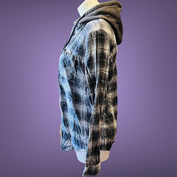 Valor Collective Shirt Men's Large Hooded Plaid Button Down Western Farm Outdoor - Picture 5 of 5